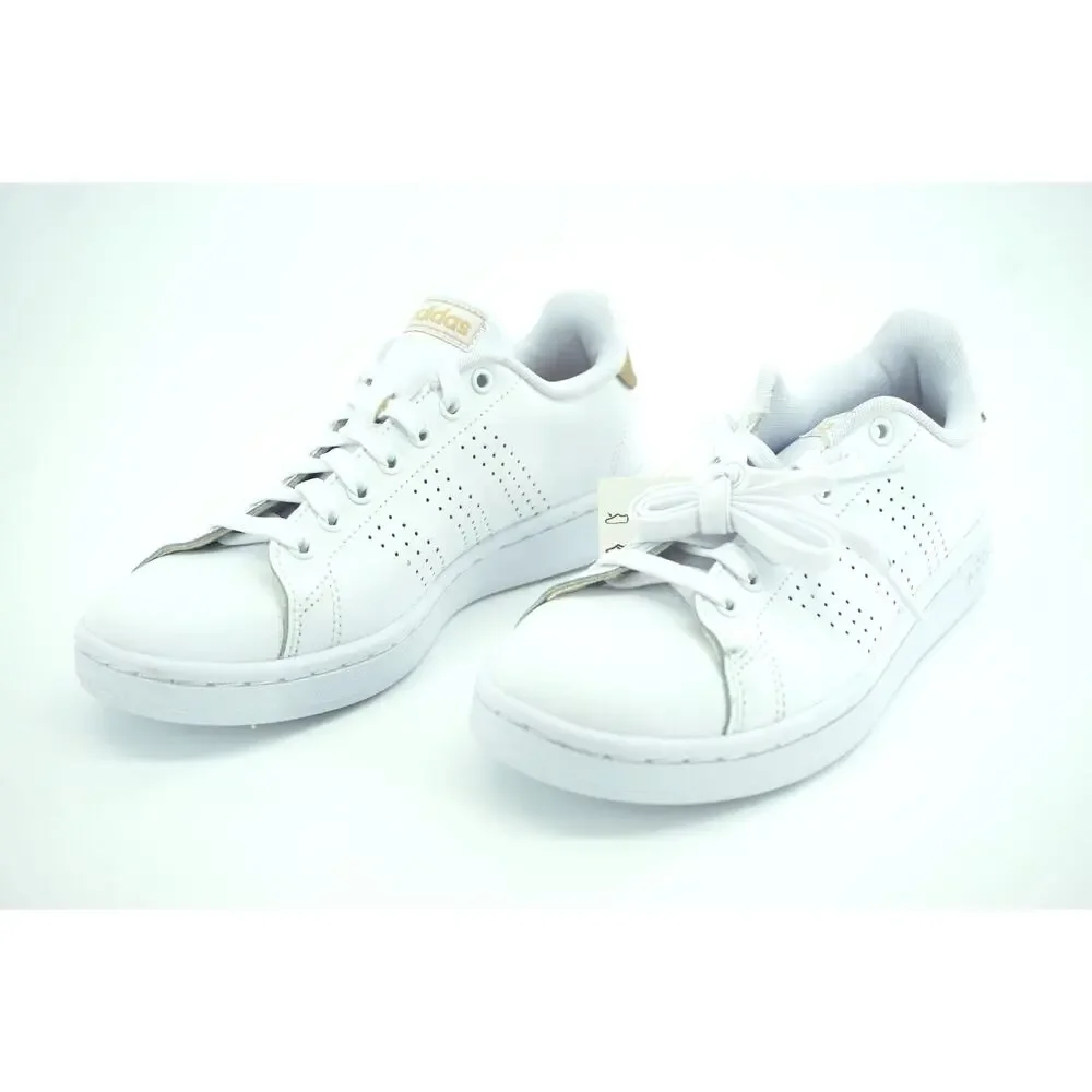Adidas Women Avantage White Leather Lace-Up Sneaker Size 6.5 striped